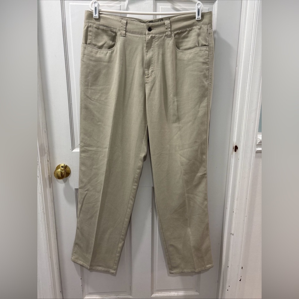 Tommy Bahama Men’s Twill Tencel Lyocell Blend Pants Size 36x32 Khaki Linen Like